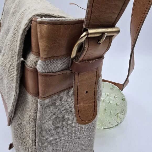 Messenger Bag Brown Linen Leather Legal Breifcase Toggle Shoulder Kender Gear - Picture 6 of 16